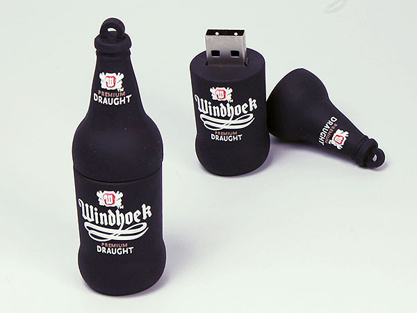 Windhoek bierflasche Flasche für Alkohol mit Logo als Sonderform mit USB-Stick