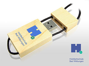 Holz USB Stick hellbraun mit Logodruck