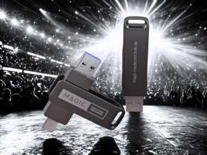 USB-Stick in modernem Design mit zusätzlichem Micro-USB-Anschluss, ideal für die Präsentation Ihrer Marke.