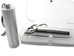 USB Stick aus Metall in silber Logogravur am Schlüsselring mit Karabiner