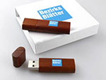 Holz-USB-Stick Holz dunkel edel bedruckt Geschenkbox