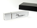 Aluminium matt USB Stick mit Logo Aufdruck und Verpackung