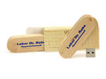 Giveaway Holz  usb stick braun Twister bedruckt blau