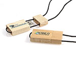 Hartmann Holz USB Stick mit Logodruck und Band aus Leder