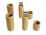 Lippenstift USB-Stick rund und aus Holz als Werbeartikel