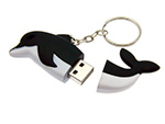 Lustiger Delphin USB-Stick mit Logo in schwarz