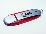 Roter Metall USB-Stick mit ASC Logo bedruckt