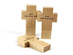 Holz Kreuz USB-Stick mit einfarbigem Druck Spruch