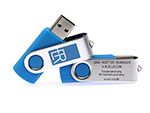 Werbeartikel Metall Metall usb stick Twister bedruckt blau